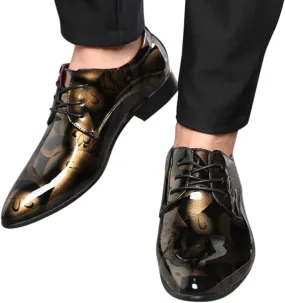 Hbeylia Men's Leather Classic Dress Oxfords Shoes Lace Up Formal Business Fashion Closed Pointed Toe Oxford Dress Shoes Tuxedo Oxford Wingtip Modern Shoes For Men Business Office Work Wedding