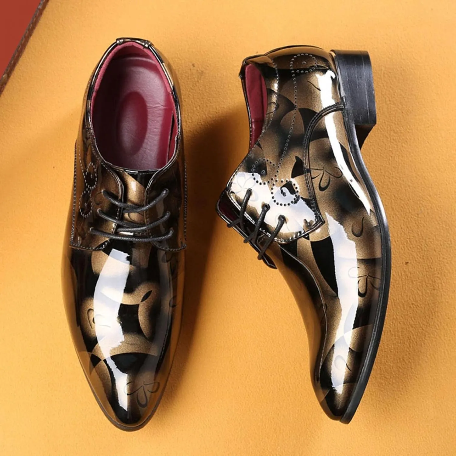 Hbeylia Men's Leather Classic Dress Oxfords Shoes Lace Up Formal Business Fashion Closed Pointed Toe Oxford Dress Shoes Tuxedo Oxford Wingtip Modern Shoes For Men Business Office Work Wedding