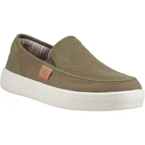 HEYDUDE Sunapee Coastline Cotton Blend Men's Olive Loafers