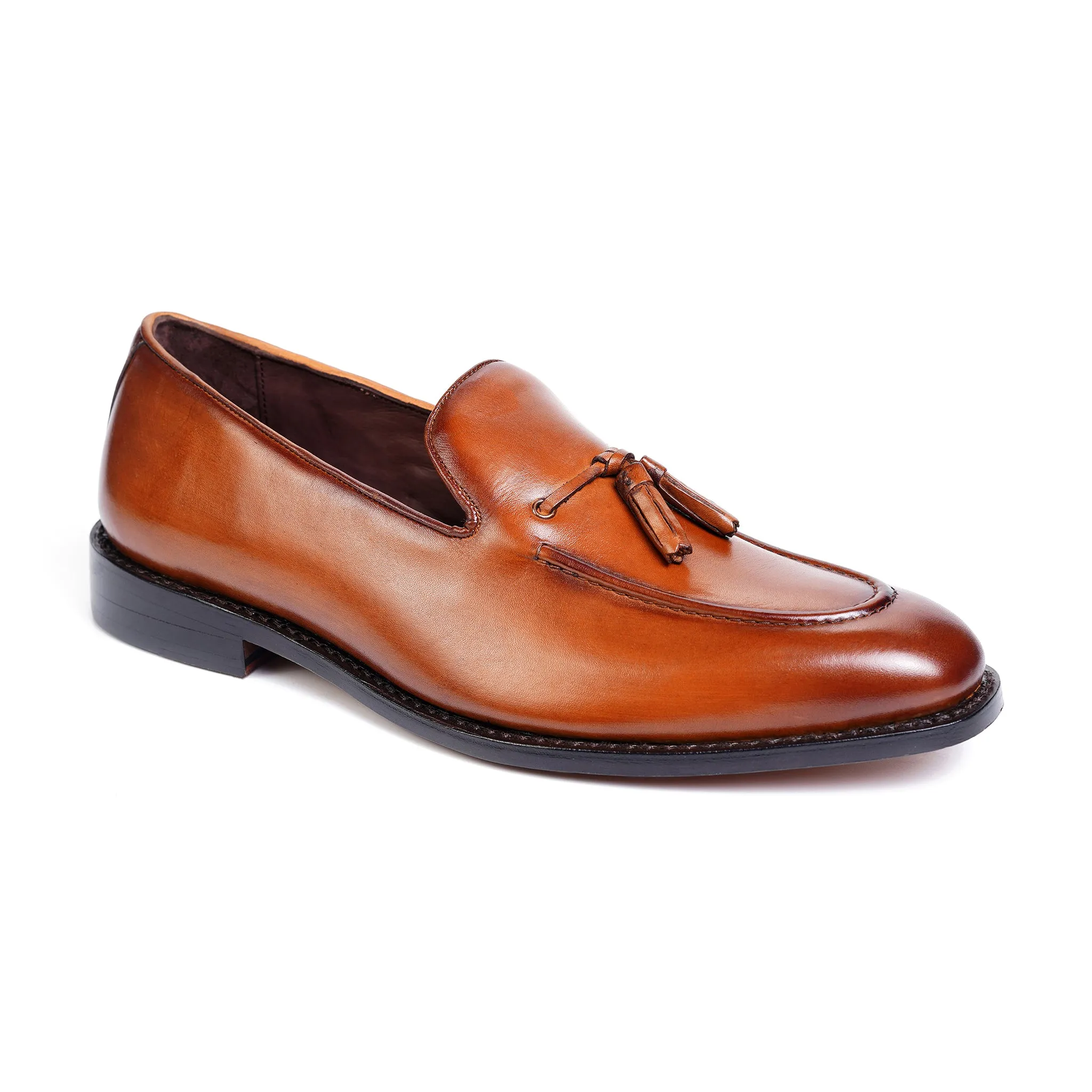 Kennedy Tassel Loafer // Tan Burnished