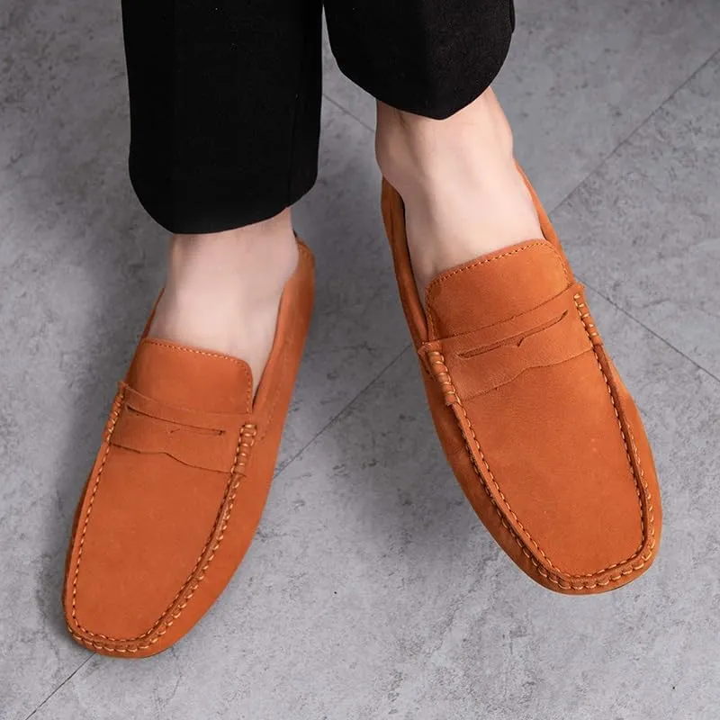 Loafers for Men Square Toe Genuine Leather Penny Driving Loafers Resistant Lightweight Anti-Slip Classic Outdoor Slip On