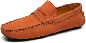 Loafers for Men Square Toe Genuine Leather Penny Driving Loafers Resistant Lightweight Anti-Slip Classic Outdoor Slip On