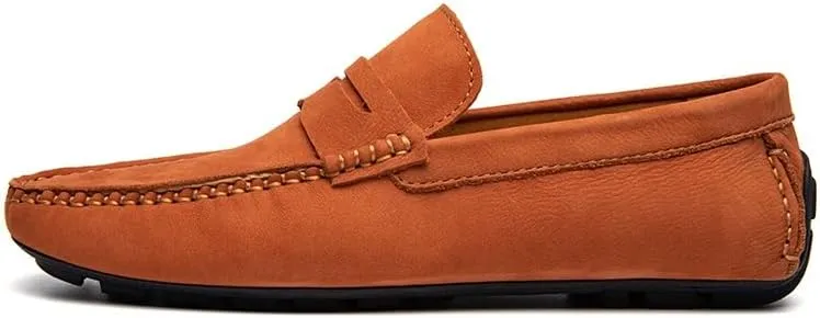 Loafers for Men Square Toe Genuine Leather Penny Driving Loafers Resistant Lightweight Anti-Slip Classic Outdoor Slip On
