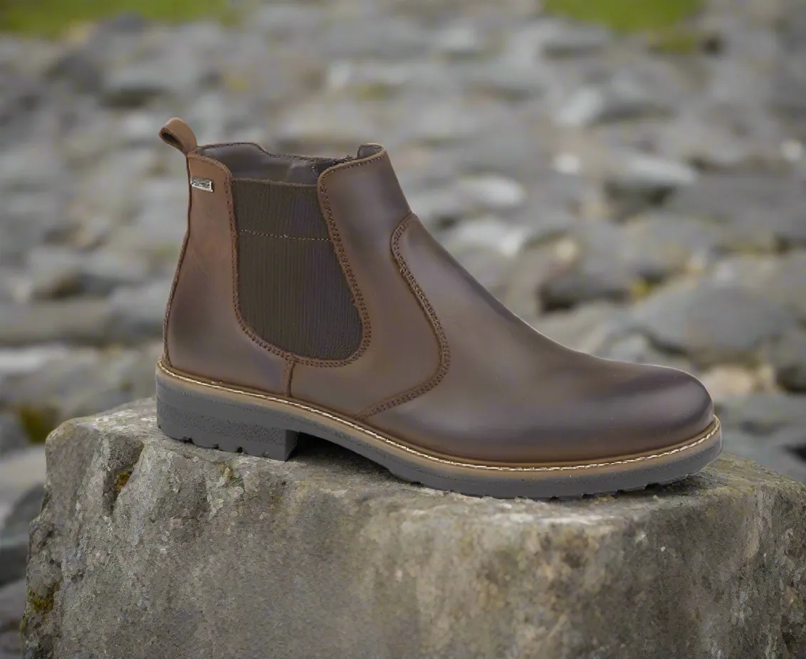 Mens Boots Brown Waxy Half Boot Pull On Chelsea Dealer Water Repellent M326B