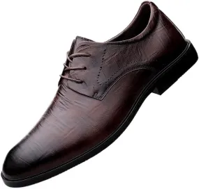 Men's Genuine Leather Oxford Shoes Vintage Leather Lace Up Platform Formal Derby Shoes Pointed Toe Causal Shoes(Brown,11)