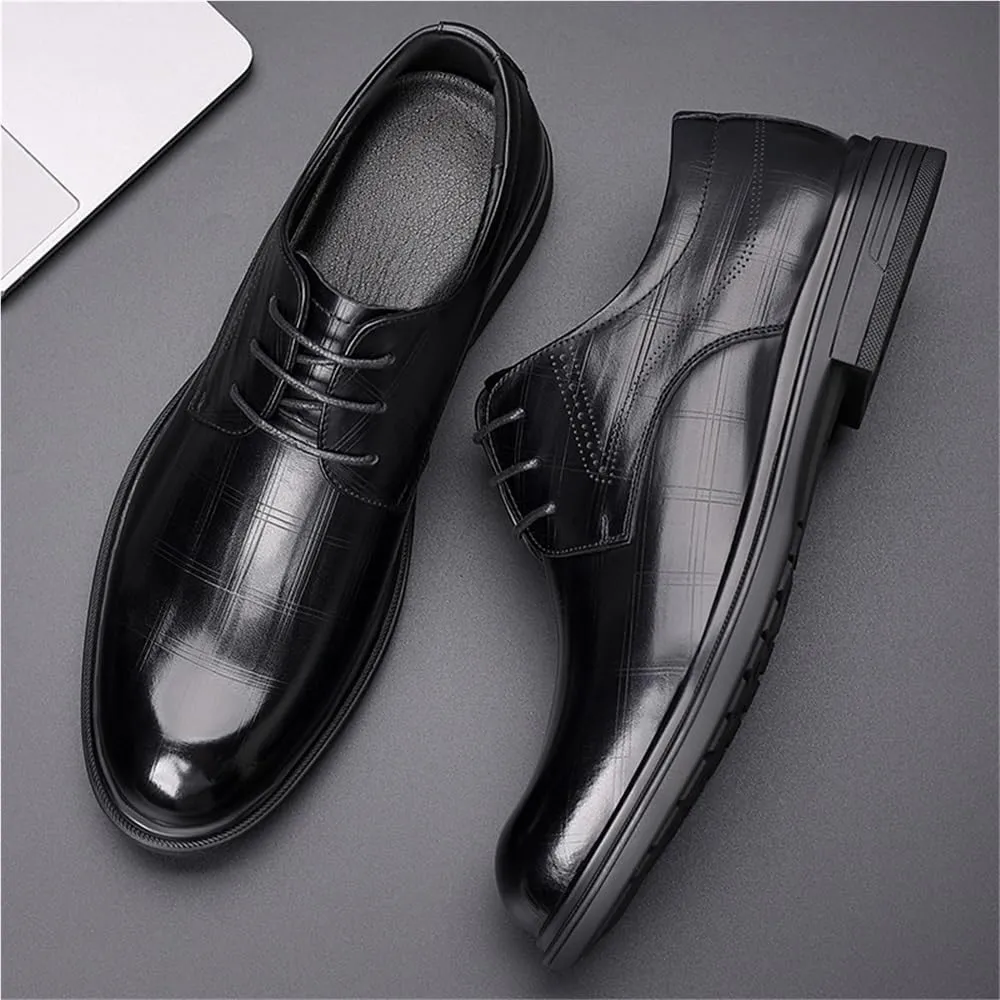 Mens Leather Dress Shoes Business Casual Oxford Shoes for Men Genuine Leather Office Shoes British Style Formal Work Shoes Mens Fashion Spring Footwear(9)