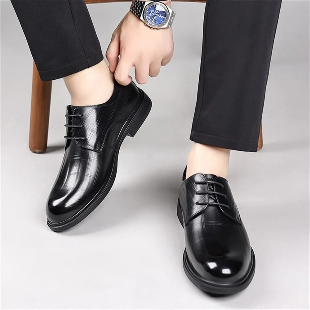 Mens Leather Dress Shoes Business Casual Oxford Shoes for Men Genuine Leather Office Shoes British Style Formal Work Shoes Mens Fashion Spring Footwear(9)