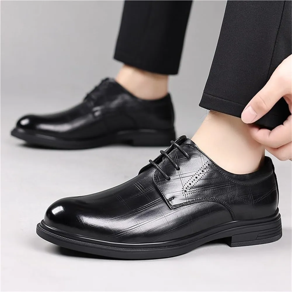 Mens Leather Dress Shoes Business Casual Oxford Shoes for Men Genuine Leather Office Shoes British Style Formal Work Shoes Mens Fashion Spring Footwear(9)