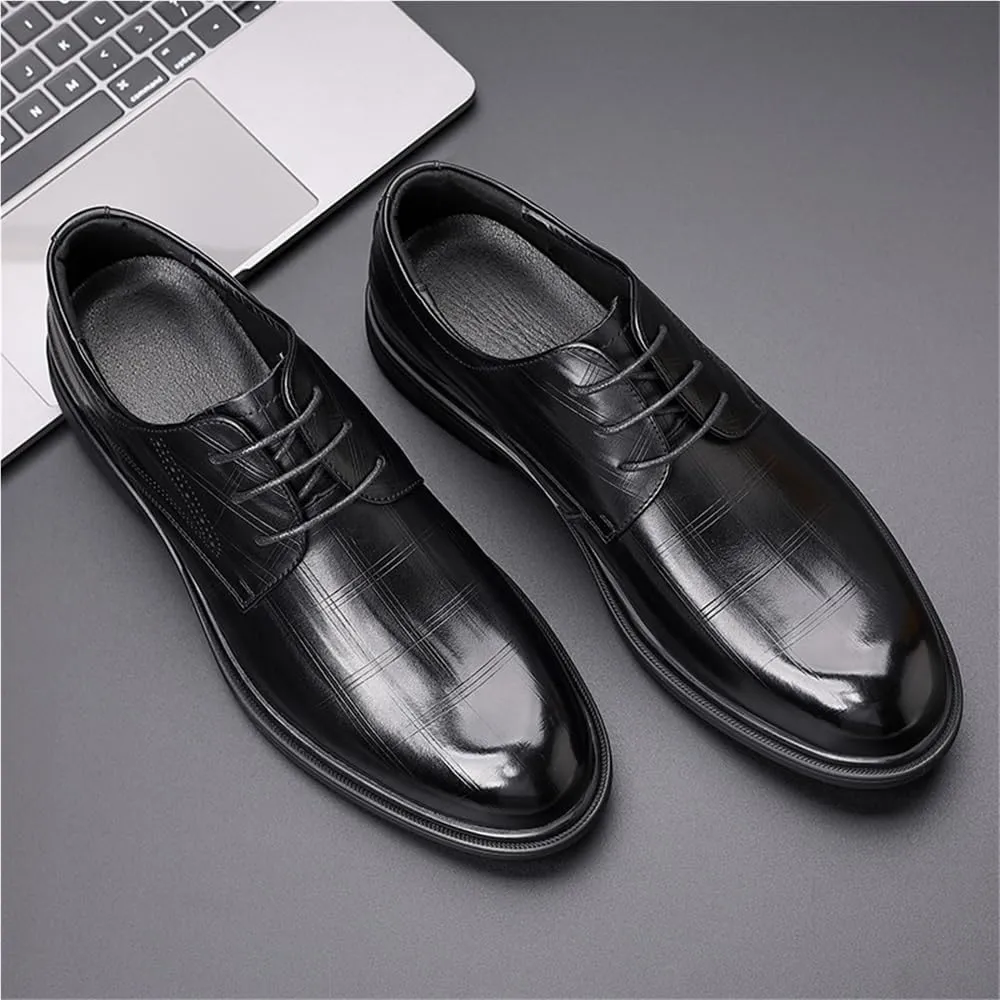 Mens Leather Dress Shoes Business Casual Oxford Shoes for Men Genuine Leather Office Shoes British Style Formal Work Shoes Mens Fashion Spring Footwear(9)