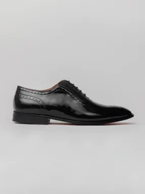 men's leather formal brogue -  patent black