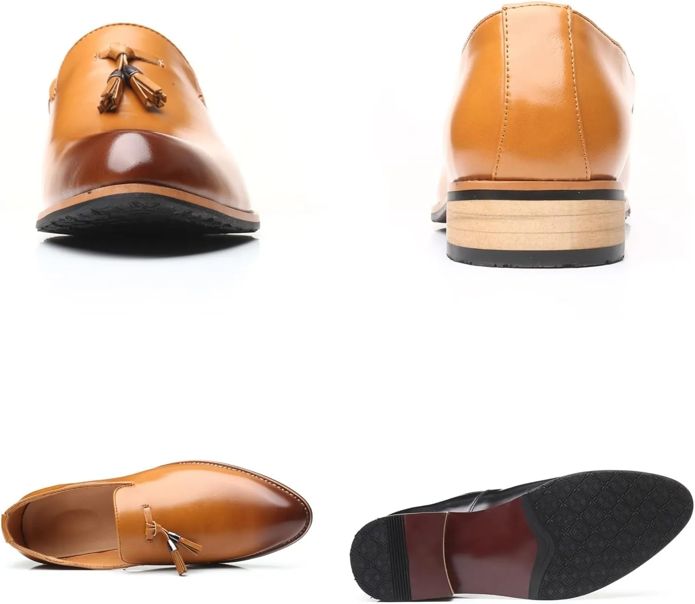 Men's Leather Slip-On Tassel Dress Loafers Classic Vintage Penny Formal Shoes for Business Party Wedding Prom