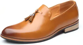 Men's Leather Slip-On Tassel Dress Loafers Classic Vintage Penny Formal Shoes for Business Party Wedding Prom