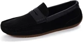 Men's Loafers Round Toe Faux Leather Patchwork Suede Vamp Penny Loafers Lightweight Anti-Slip Comfortable Wedding Classic Slip-on