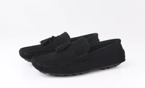 Men's Loafers Round Toe Nubuck Leather Driving Loafers with Tassel Anti-Slip Resistant Flat Heel Walking Slip On