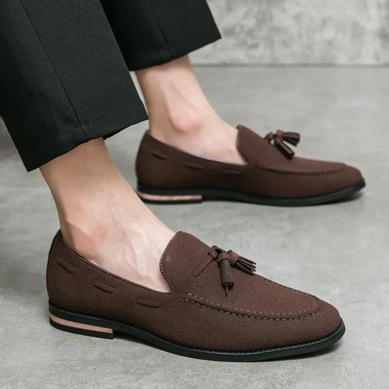 Men's Loafers Round Toe Suede Vamp with Tassel Loafer Shoes Lightweight Comfortable Slip Resistant Walking Slip-on