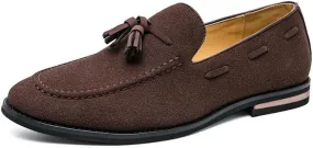 Men's Loafers Round Toe Suede Vamp with Tassel Loafer Shoes Lightweight Comfortable Slip Resistant Walking Slip-on