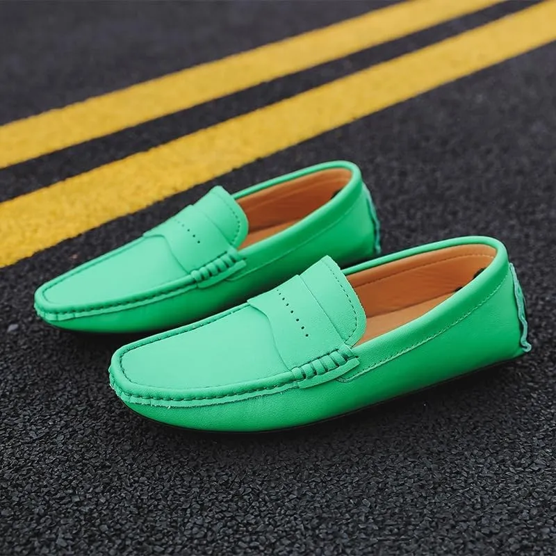 Men's Loafers Shoes Solid Color Leather Penny Driving Loafers Flat Heel Anti-Slip Comfortable Walking Classic Slip On