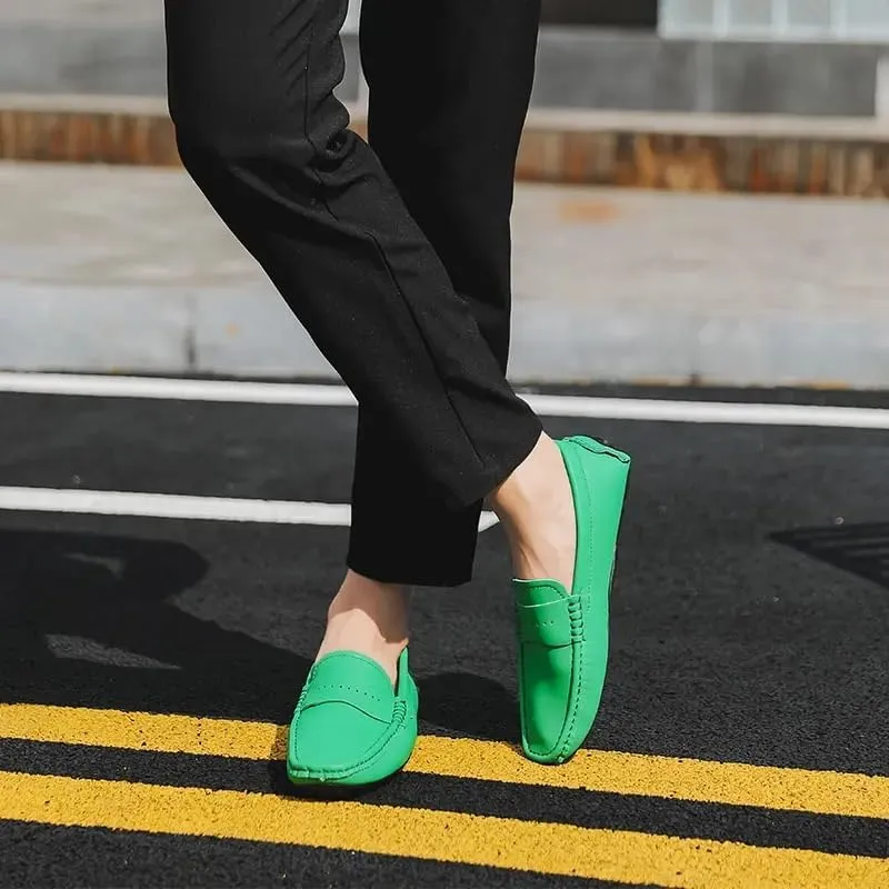 Men's Loafers Shoes Solid Color Leather Penny Driving Loafers Flat Heel Anti-Slip Comfortable Walking Classic Slip On