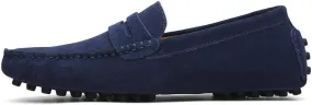 Men's Suede Leather Penny Loafers, Casual Driving Moccasins, Slip-On Boat Shoes,Big Sizes