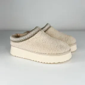 MIA Kinda My Thing Faux Sherpa Cream Platform Slip Ons