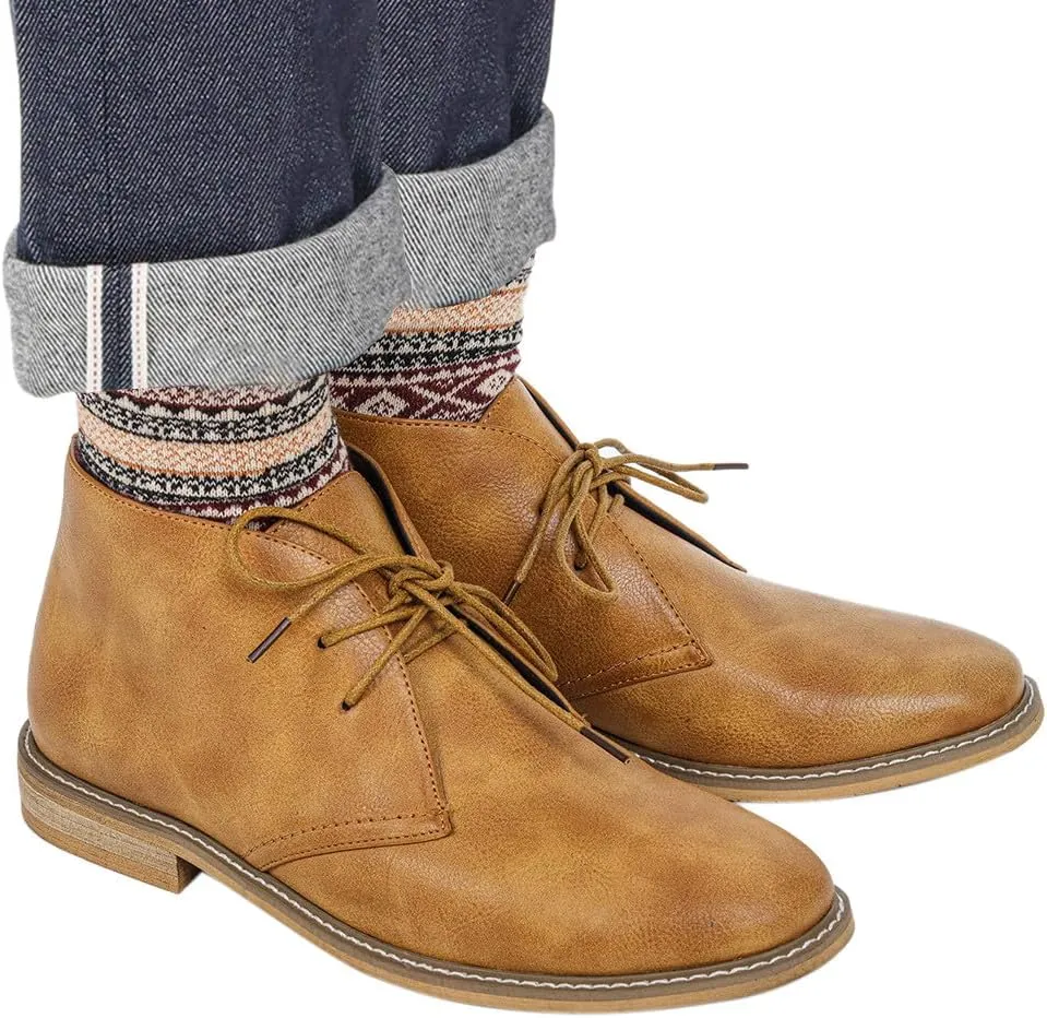 Santimon Chukka Boots Mens Casual Dress Suede Leather Prom Wedding Cowboy Boots Men's Fashion Formal Ankle Western Chelsea Boots