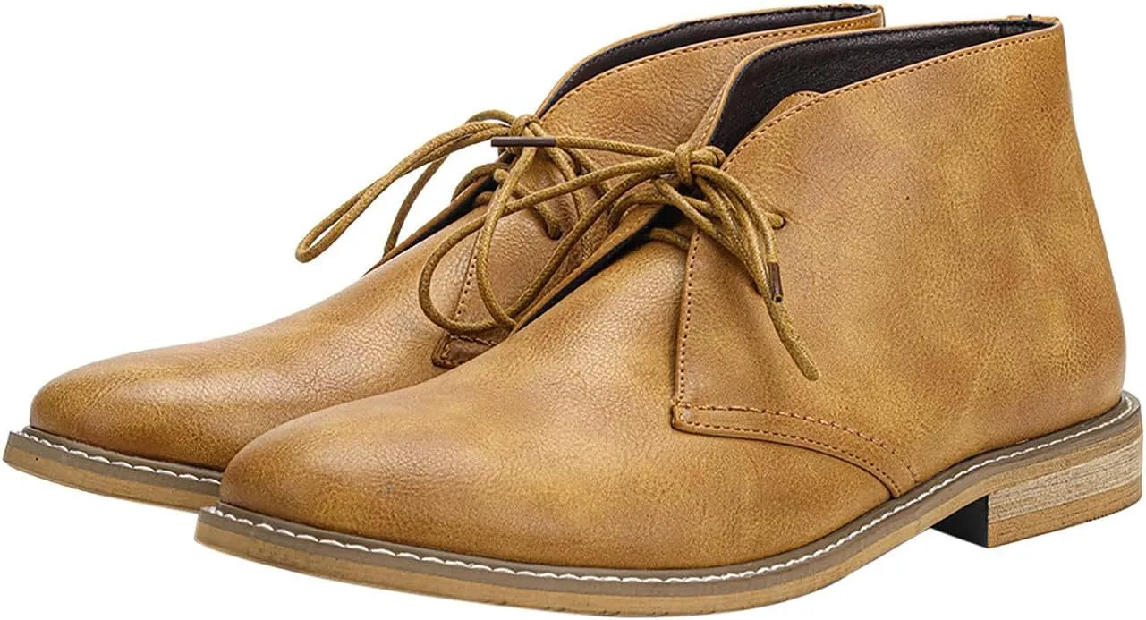 Santimon Chukka Boots Mens Casual Dress Suede Leather Prom Wedding Cowboy Boots Men's Fashion Formal Ankle Western Chelsea Boots