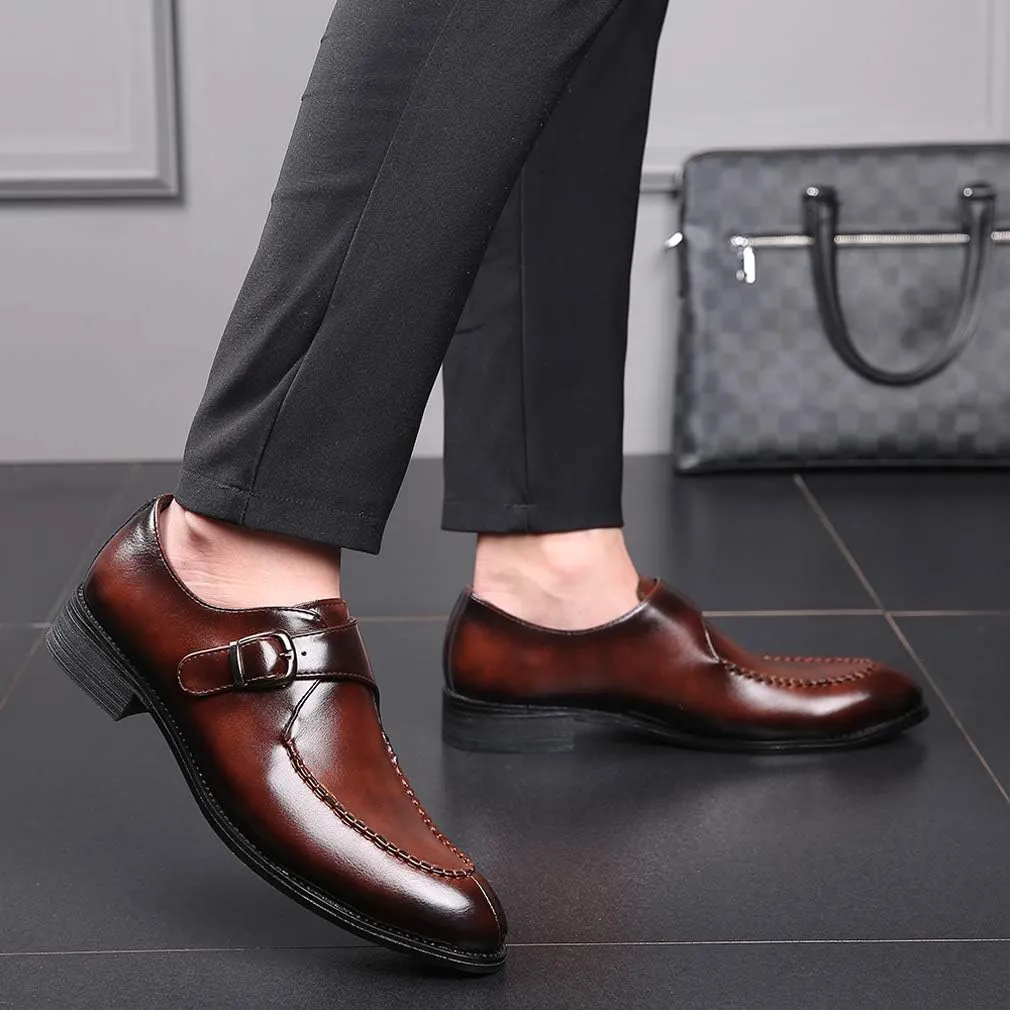 Santimon Mens Monk Shoes Formal Dress Business Casual Comfortable Fashion Slip on Loafer for Men