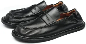 Santimon Mens Slip-On Penny Loafers Dress Shoes  Soft Genuine Leather Moc Toe Mocasines with Non-Slip Sole, Comfortable Business Casual Mules & Clogs for Daily Wear and Travel