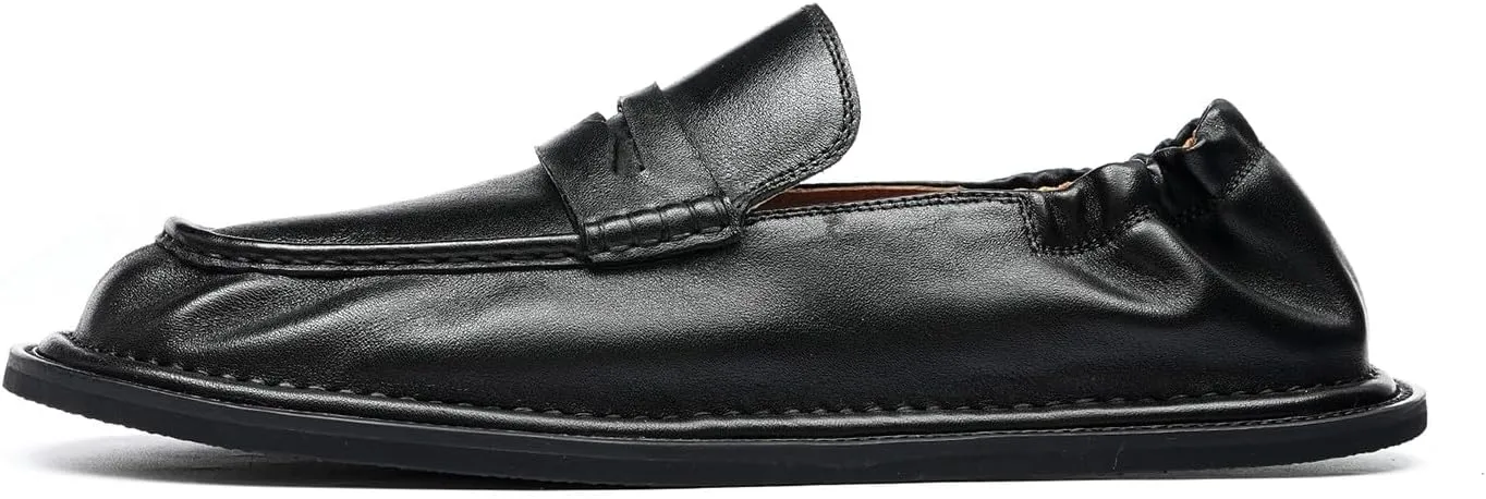 Santimon Mens Slip-On Penny Loafers Dress Shoes  Soft Genuine Leather Moc Toe Mocasines with Non-Slip Sole, Comfortable Business Casual Mules & Clogs for Daily Wear and Travel