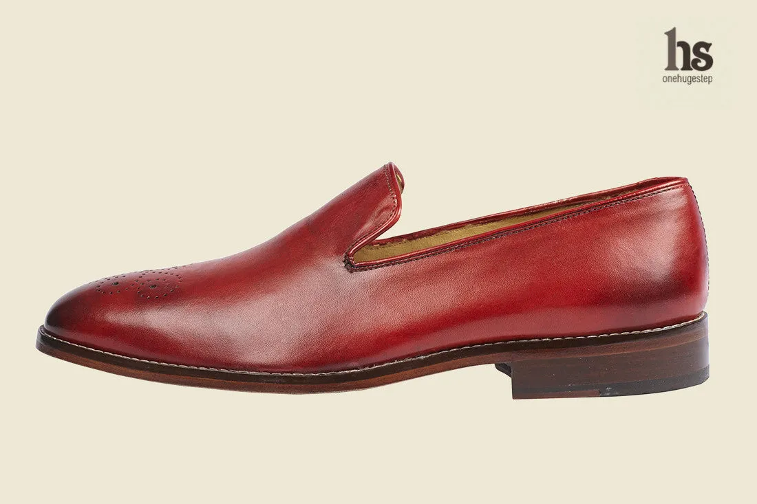Simple Loafer with Flower Punch on the Toe