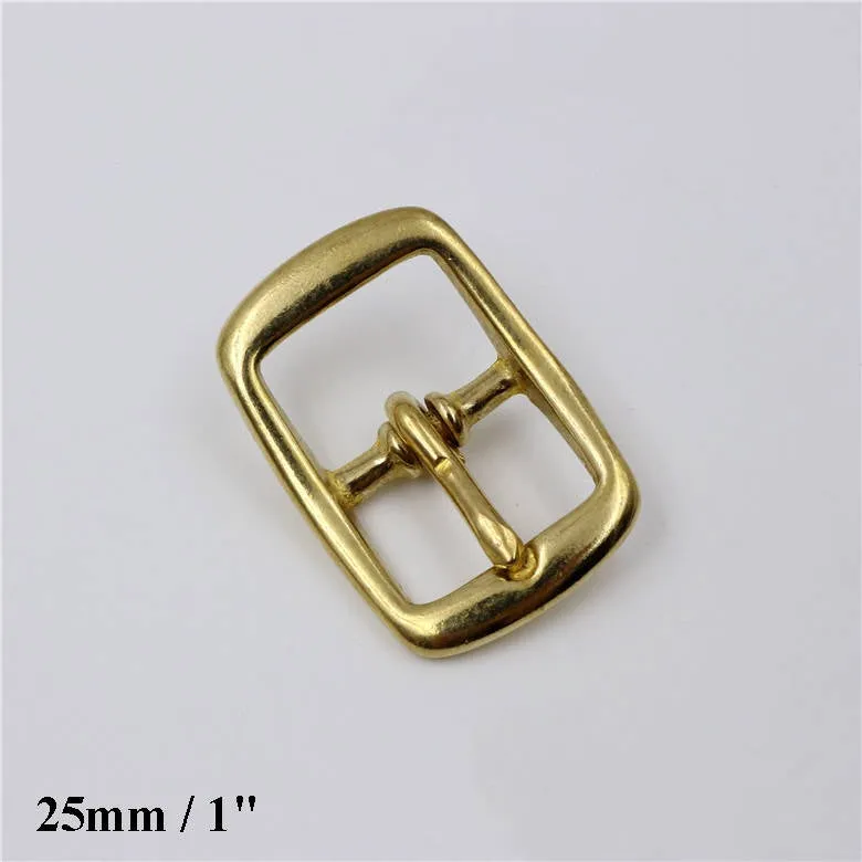 Solid Brass Rectangle Belt Buckle Center Bar Single Prong Pin Tongue Strap Leather Craft Fix Repair Replacement 1/2" - 1" 13mm - 25mm