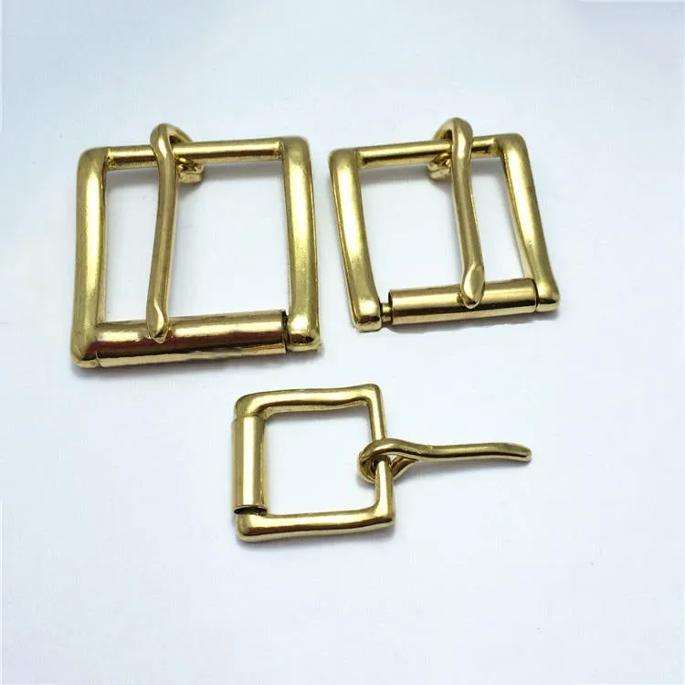 Solid Brass Square Roller Belt Buckle Heel Bar Single Prong Pin Tongue Strap Leather Craft Fix Repair Replacement 16 20 23 25 32 38mm