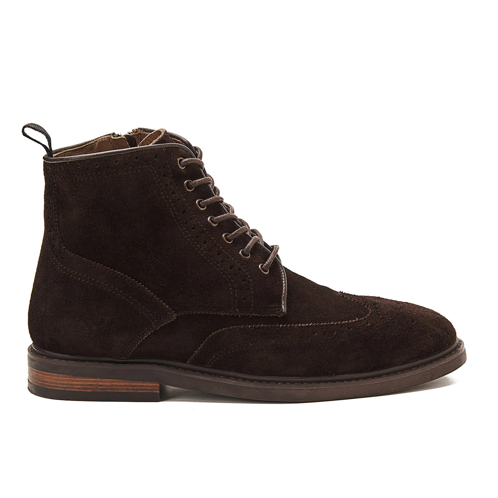 Suede Brogue Genuine Leather Half Boots - Brown
