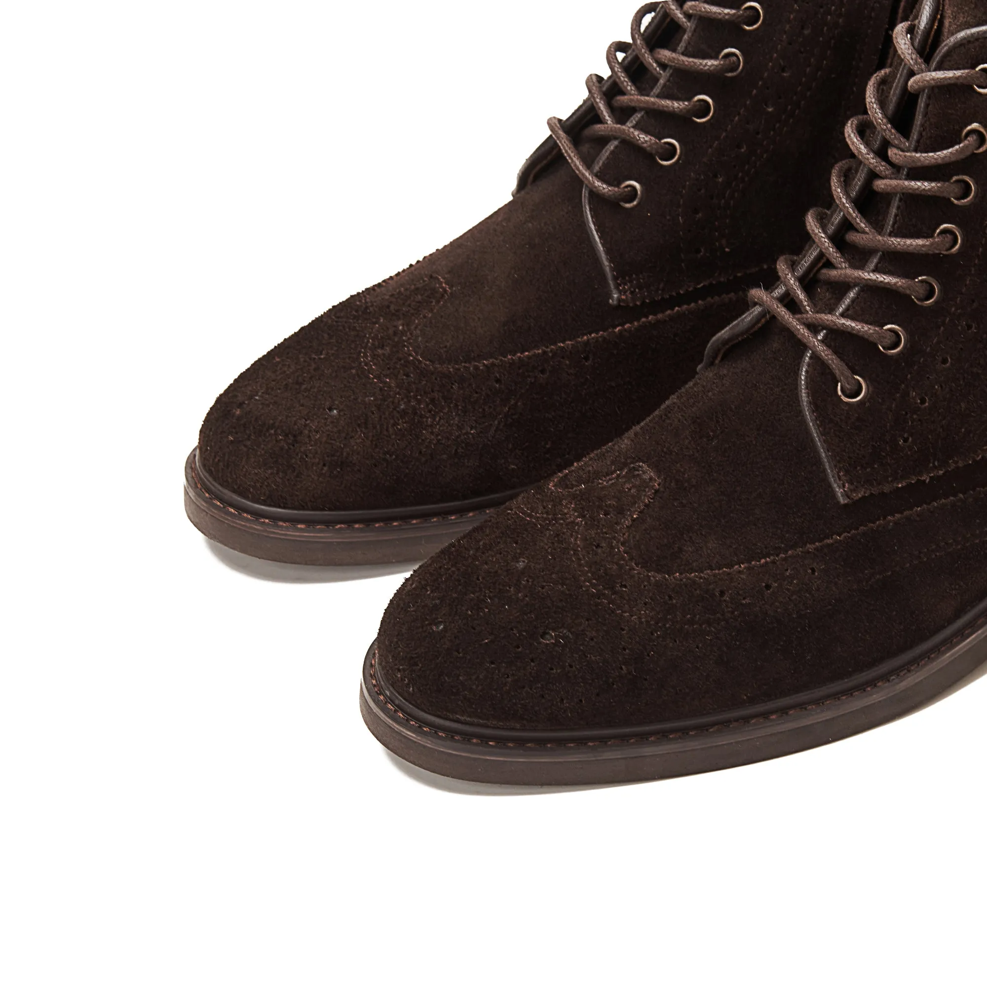 Suede Brogue Genuine Leather Half Boots - Brown