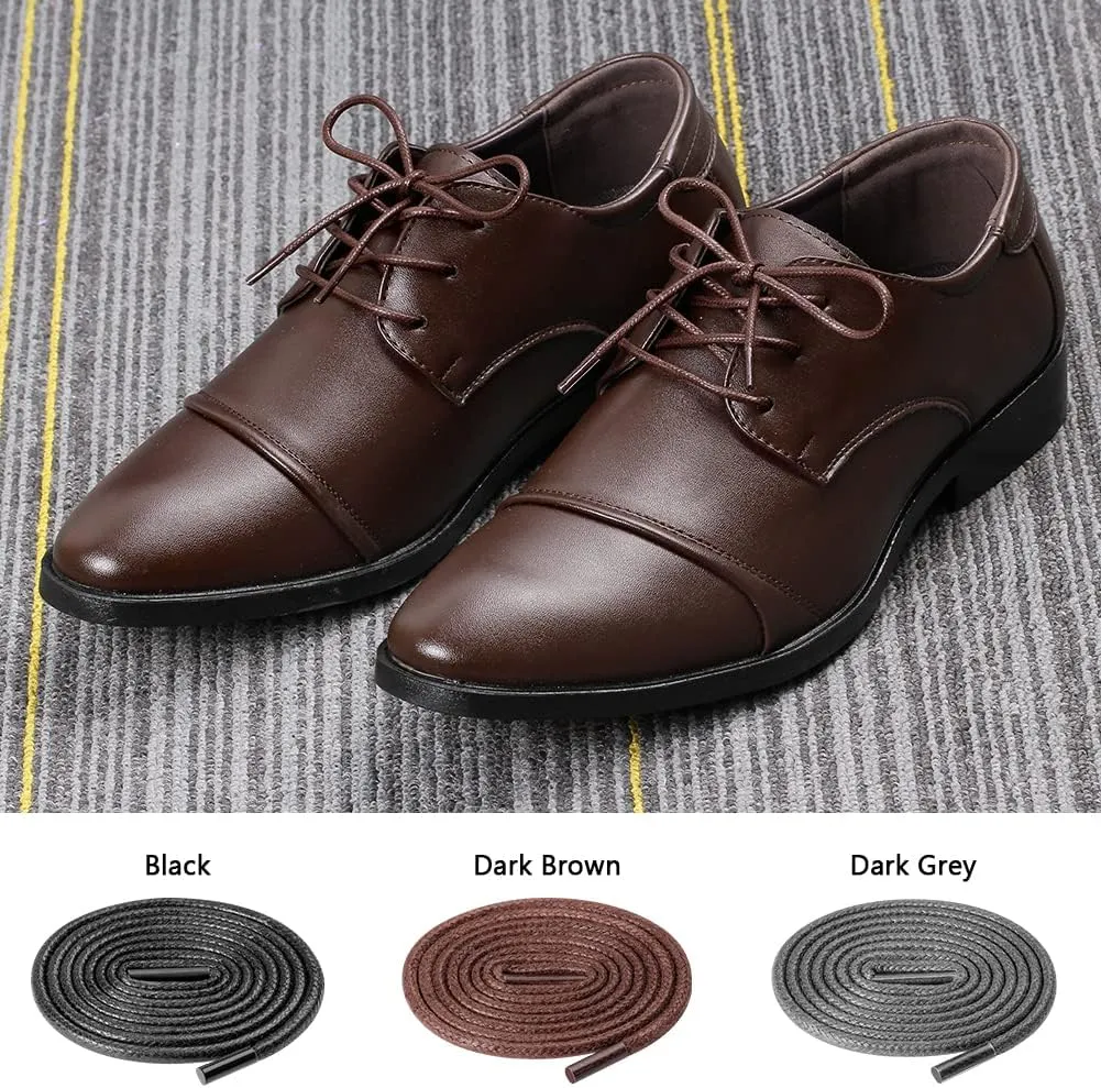 UpUGo Waxed Round Shoe Laces, 3/32" Thin Formal Business Oxford Shoelaces for Men or Women's Dress Shoes