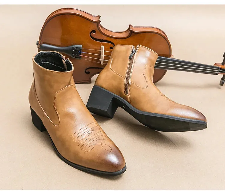 Western Boots Cowboy Chelsea Boots Zipper Ankle