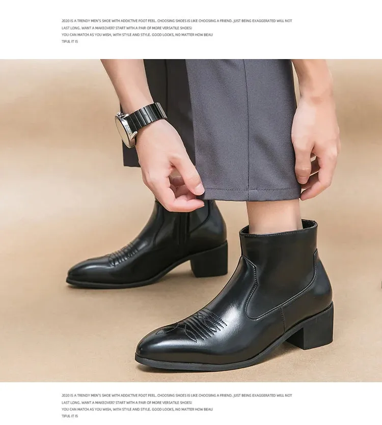 Western Boots Cowboy Chelsea Boots Zipper Ankle