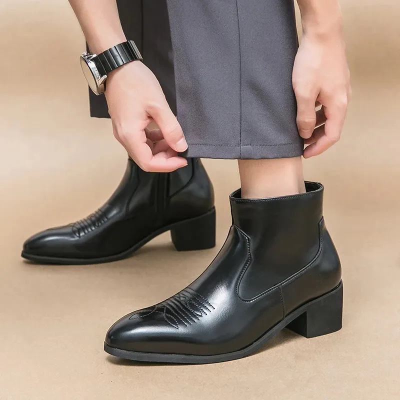 Western Boots Cowboy Chelsea Boots Zipper Ankle