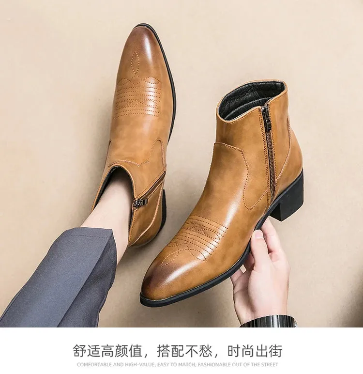 Western Boots Cowboy Chelsea Boots Zipper Ankle