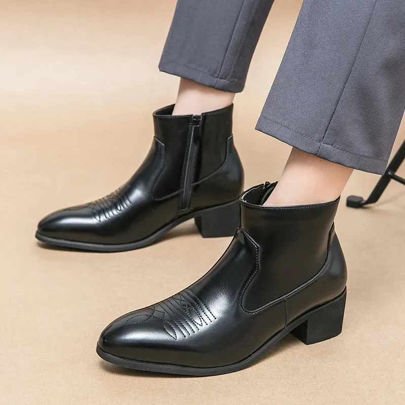 Western Boots Cowboy Chelsea Boots Zipper Ankle