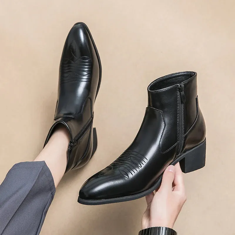 Western Boots Cowboy Chelsea Boots Zipper Ankle