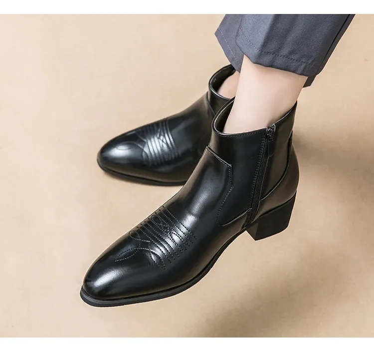 Western Boots Cowboy Chelsea Boots Zipper Ankle