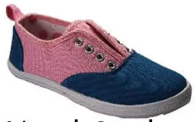 youth size 11-3 pink/blue canvas slip ons Case of 24