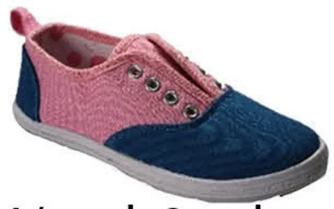 youth size 11-3 pink/blue canvas slip ons Case of 24